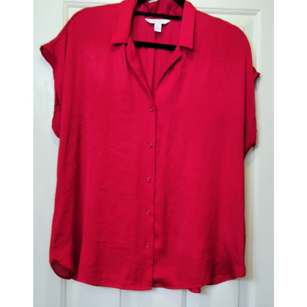 🍑 Nine West Red Shirt Womens Size XL Button Down Blouse